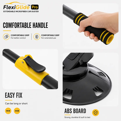FlexiGlide™ Pro — Curved Car Cleaning Brush with Telescopic Handle