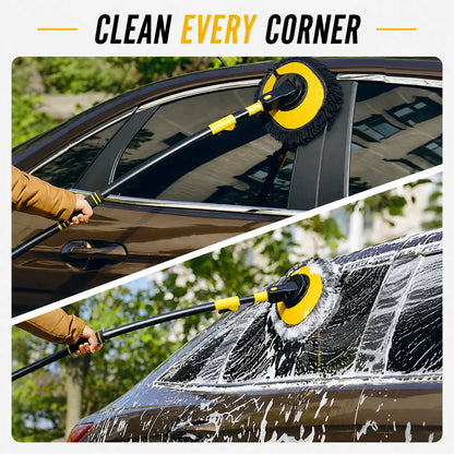 FlexiGlide™ Pro — Curved Car Cleaning Brush with Telescopic Handle