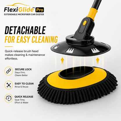 FlexiGlide™ Pro — Curved Car Cleaning Brush with Telescopic Handle