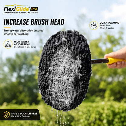 FlexiGlide™ Pro — Curved Car Cleaning Brush with Telescopic Handle