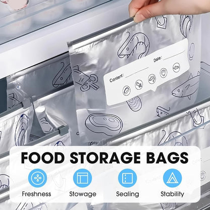 Reusable Aluminum Foil Airtight Food Storage Bags | Leak-Proof, Washable & Eco-Friendly | Pack of 20