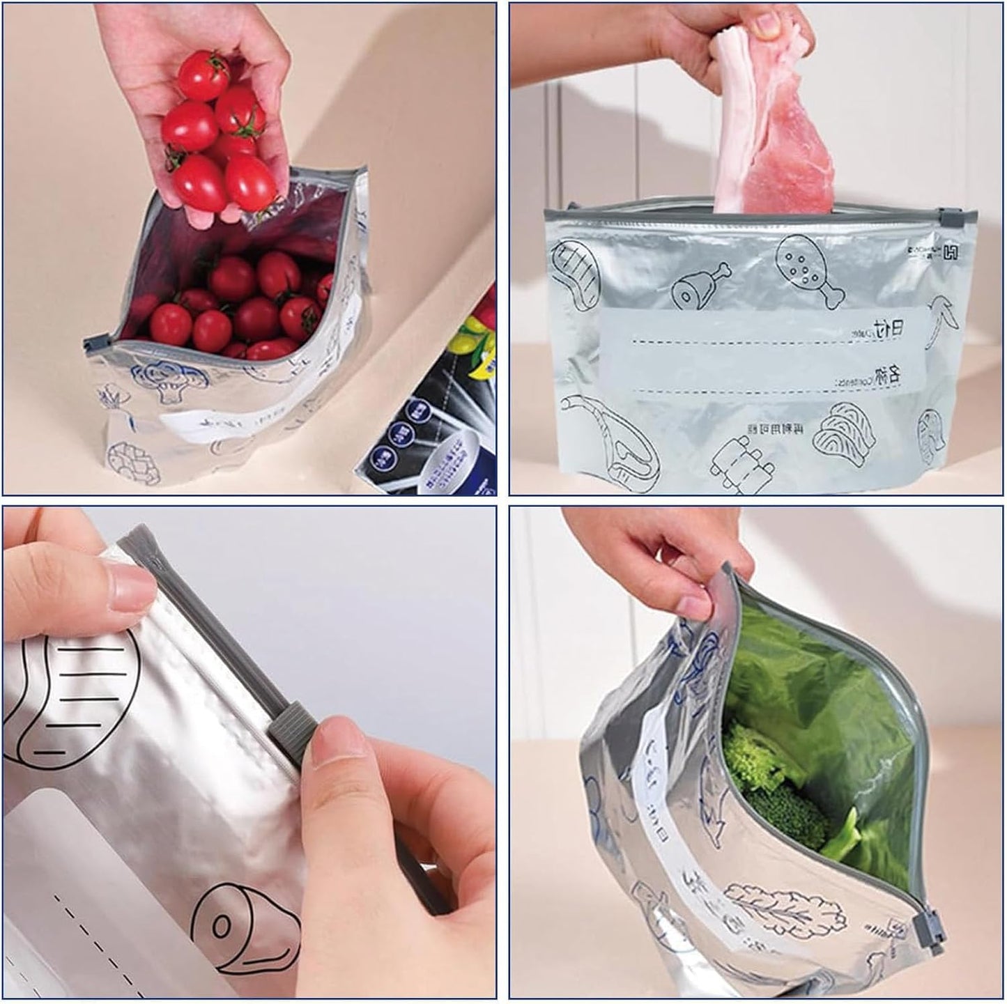 Reusable Aluminum Foil Airtight Food Storage Bags | Leak-Proof, Washable & Eco-Friendly | Pack of 20