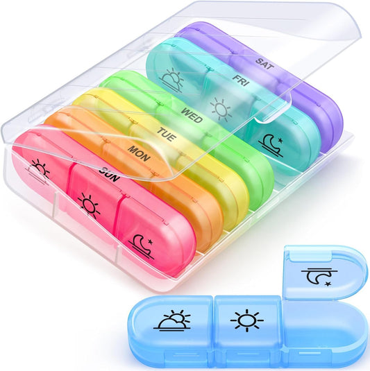 Weekly Pill Organizer 3 Times a Day (MULTICOLOR)