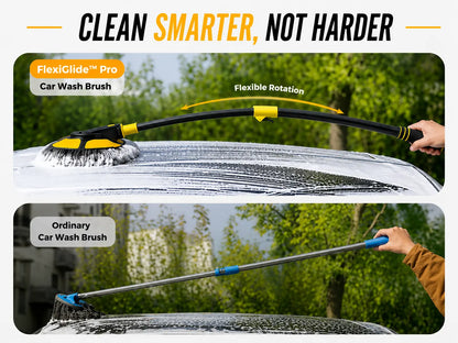 FlexiGlide™ Pro — Curved Car Cleaning Brush with Telescopic Handle