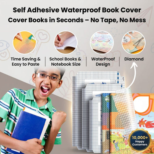 Self Adhesive Transparent Waterproof Book Cover (Pack Of 30)