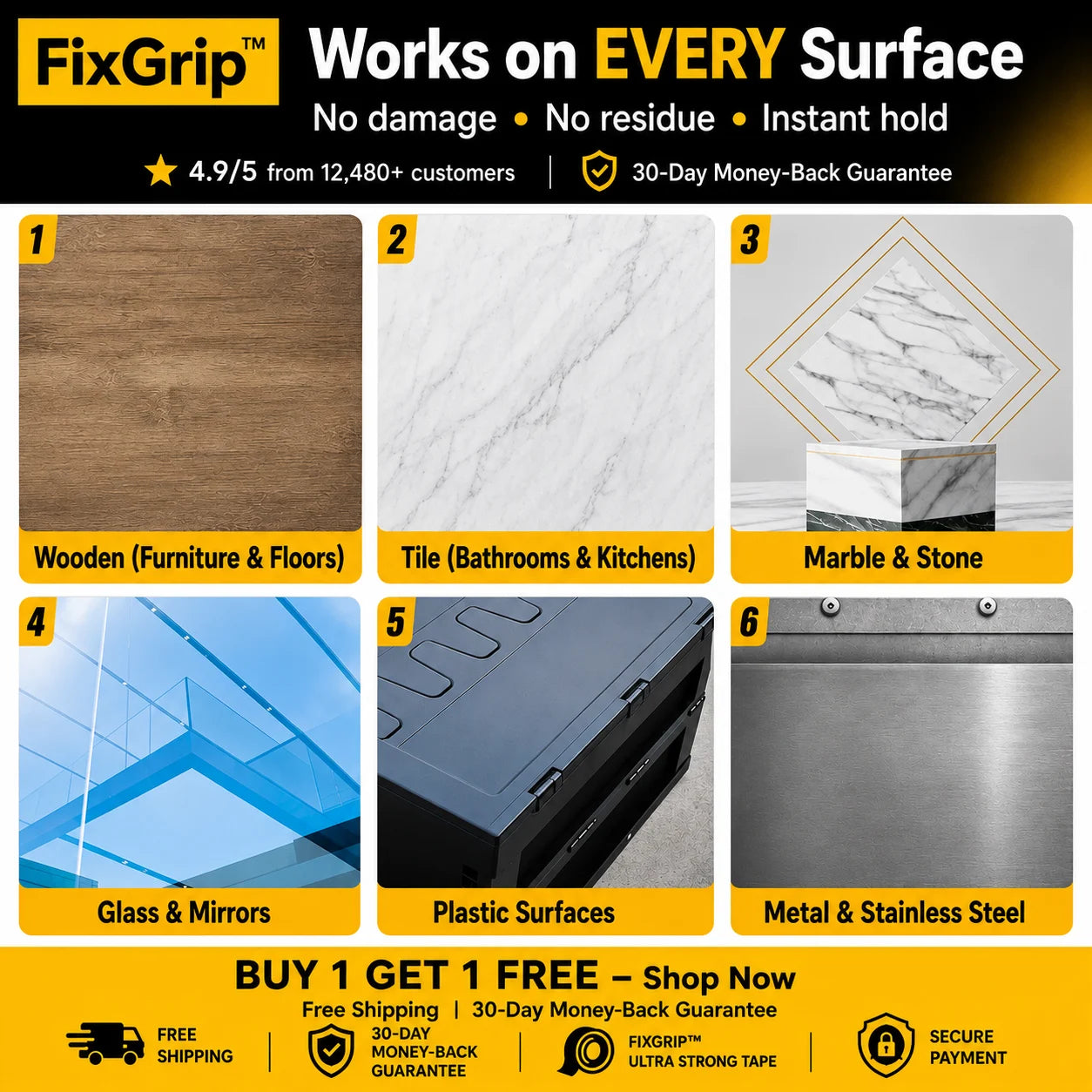 FixGrip™ No-Drill Ultra Strong Adhesive Tape (Buy 1 Get 1 Free)