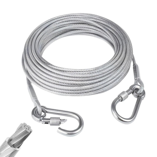 Stainless Steel Clothesline Rope 10M | 304 Grade | Locking Hooks