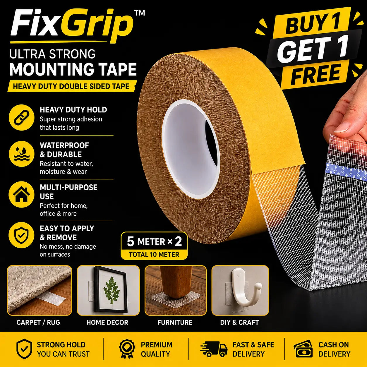 FixGrip™ No-Drill Ultra Strong Adhesive Tape (Buy 1 Get 1 Free)